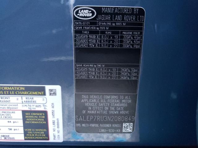 Photo 10 from auction – 2022 LAND ROVER DEFENDER 1 with VIN SALEP7RU3N2080849