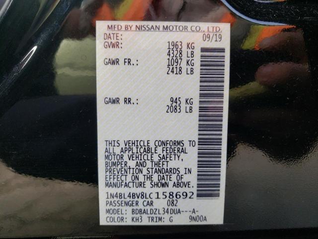 Photo 10 from auction – 2020 NISSAN ALTIMA S with VIN 1N4BL4BV8LC158692