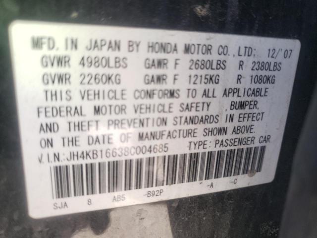 Photo 10 from auction – 2008 ACURA RL with VIN JH4KB16638C004685