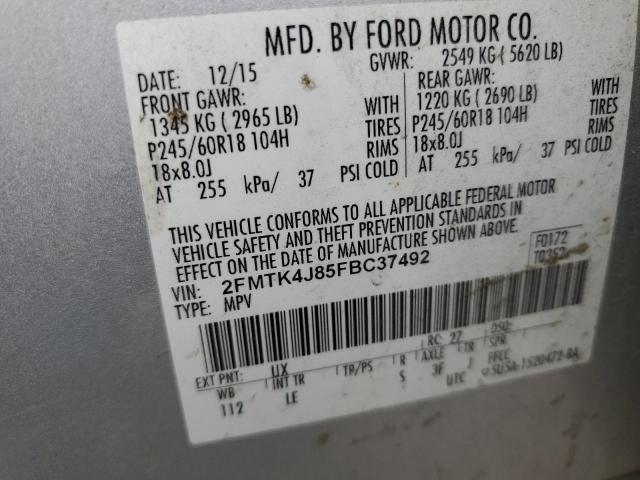 Photo 10 from auction – 2015 FORD EDGE SEL with VIN 2FMTK4J85FBC37492