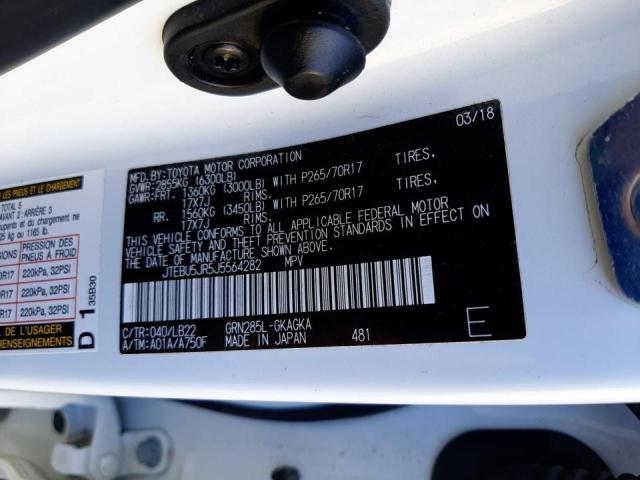 Photo 10 from auction – 2018 TOYOTA 4RUNNER SR with VIN JTEBU5JR5J5564282