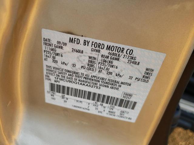 Photo 10 from auction – 2010 FORD ESCAPE XLT with VIN 1FMCU9DG1AKA52753