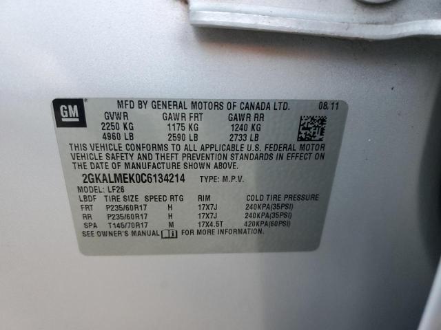 Photo 10 from auction – 2012 GMC TERRAIN SL with VIN 2GKALMEK0C6134214