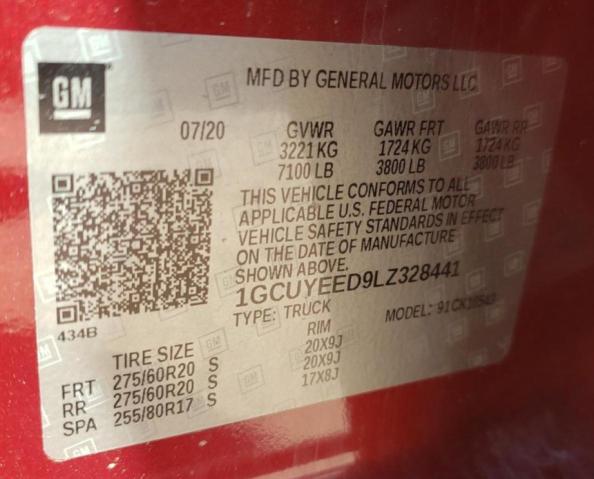 Photo 10 from auction – 2020 CHEVROLET SILVERADO with VIN 1GCUYEED9LZ328441