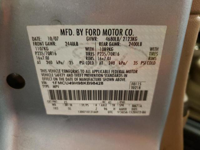 Photo 10 from auction – 2008 FORD ESCAPE HEV with VIN 1FMCU49H98KB98428