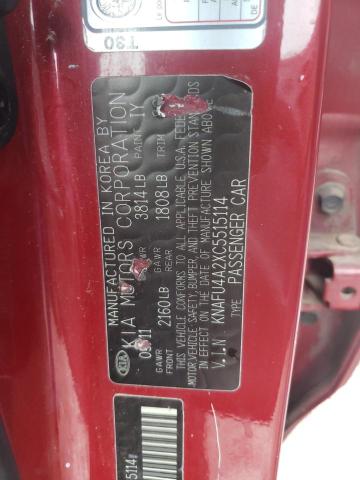 Foto 10 de la subasta – 2012 KIA FORTE EX con VIN KNAFU4A2XC5515114