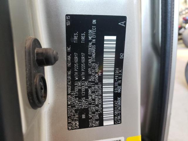 Photo 10 from auction – 2015 TOYOTA SIENNA XLE with VIN 5TDYK3DCXFS665481