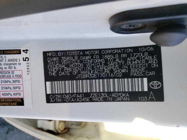 Photo 10 from auction – 2007 TOYOTA COROLLA CE with VIN JTDBR32E170116102