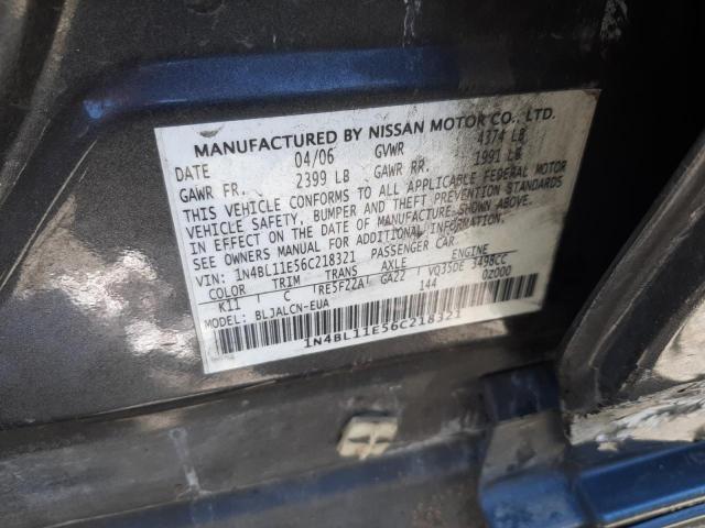 Photo 10 from auction – 2006 NISSAN ALTIMA SE with VIN 1N4BL11E56C218321