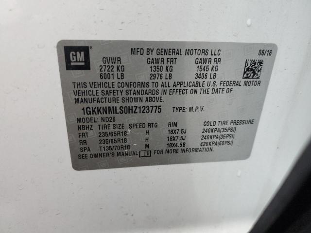 Photo 10 from auction – 2017 GMC ACADIA SLT with VIN 1GKKNMLS0HZ123775