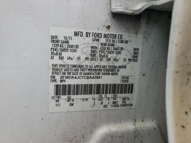 Photo 10 from auction – 2012 FORD EDGE SEL with VIN 2FMDK4JC7CBA43891