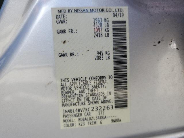 Photo 10 from auction – 2019 NISSAN ALTIMA S with VIN 1N4BL4BV7KC232263