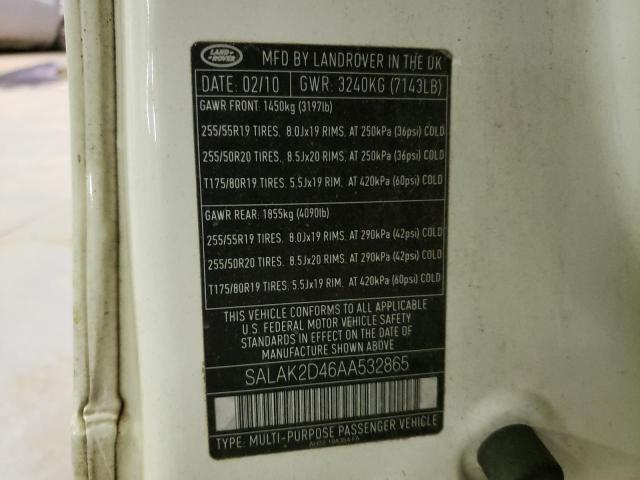 Photo 10 from auction – 2010 LAND ROVER LR4 HSE LU with VIN SALAK2D46AA532865
