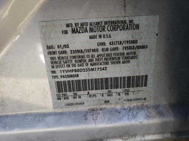 Photo 10 from auction – 2003 MAZDA 6 S with VIN 1YVHP80D235M17542