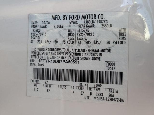 Photo 10 from auction – 2007 FORD RANGER with VIN 1FTYR10D67PA50551