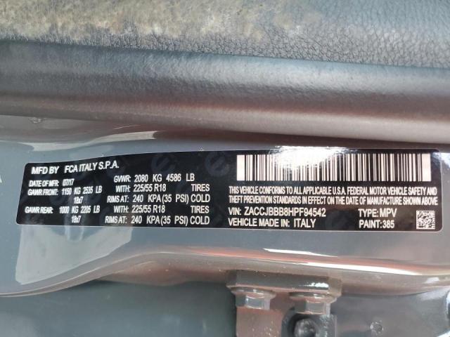 Photo 10 from auction – 2017 JEEP RENEGADE L with VIN ZACCJBBB8HPF94542