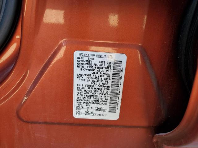 Photo 10 from auction – 2004 NISSAN MURANO with VIN JN8AZ08T44W227384