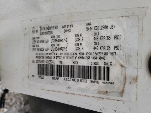 Photo 10 from auction – 2004 DODGE RAM 3500 S with VIN 3D7MU48C14G129741