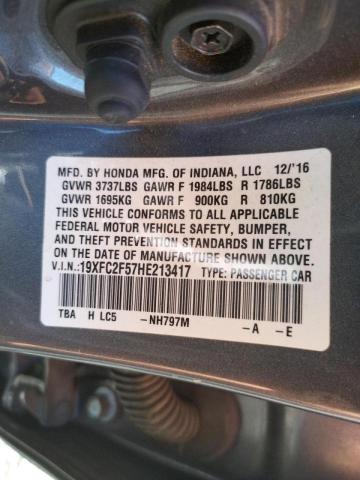 Photo 10 from auction – 2017 HONDA CIVIC LX with VIN 19XFC2F57HE213417