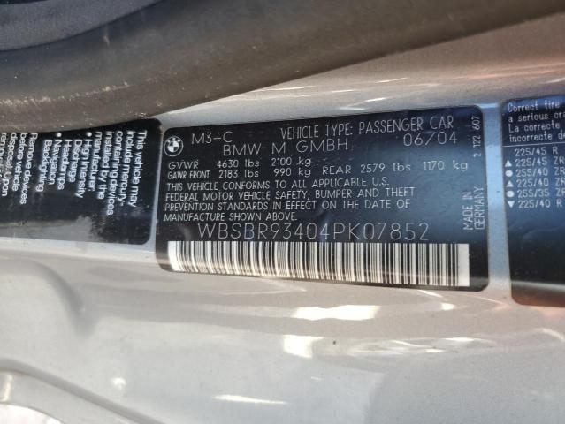 Photo 10 from auction – 2004 BMW M3 with VIN WBSBR93404PK07852