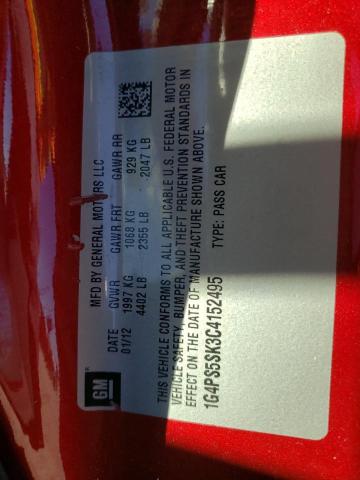 Photo 10 from auction – 2012 BUICK VERANO with VIN 1G4PS5SK3C4152495