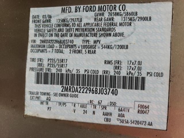 Photo 10 from auction – 2006 MERCURY MONTEREY L with VIN 2MRDA22296BJ03740