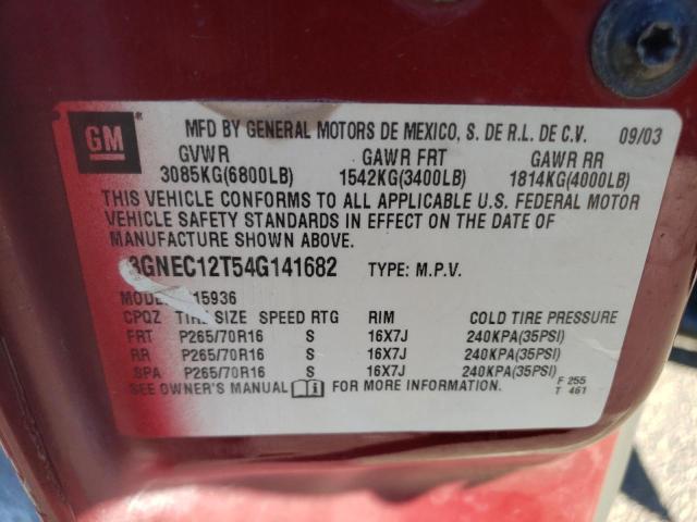 Photo 10 from auction – 2004 CHEVROLET AVALANCHE with VIN 3GNEC12T54G141682