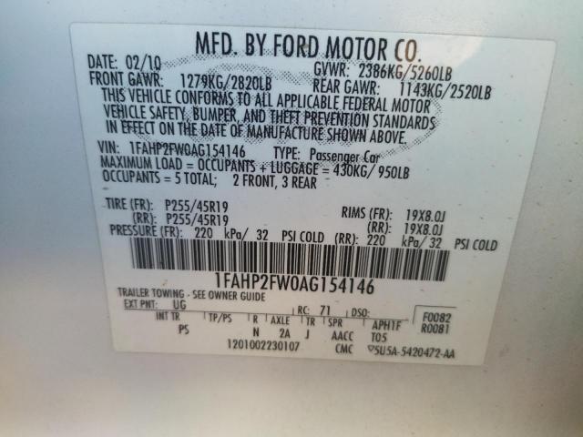 صورة رقم 10 من المزاد - 2010 FORD TAURUS LIM مع VIN 1FAHP2FW0AG154146