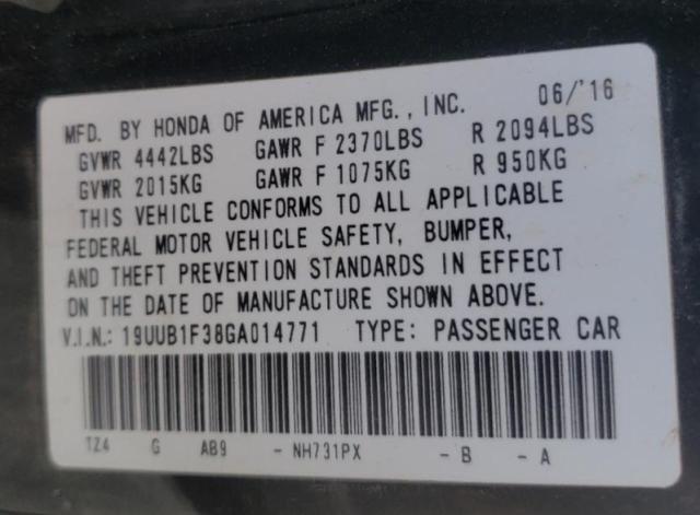 Photo 10 from auction – 2016 ACURA TLX with VIN 19UUB1F38GA014771