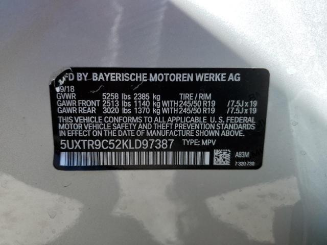 Photo 10 from auction – 2019 BMW X3 XDRIVE3 with VIN 5UXTR9C52KLD97387