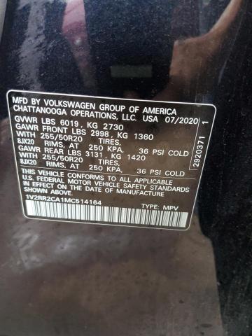 Photo 10 from auction – 2021 VOLKSWAGEN ATLAS SE with VIN 1V2RR2CA1MC514164