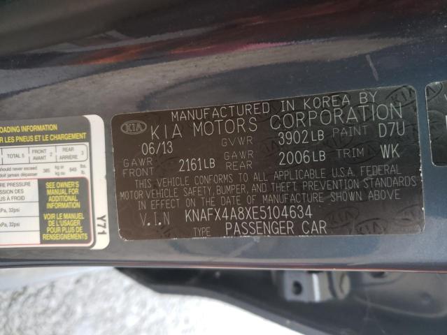 Photo 10 from auction – 2014 KIA FORTE EX with VIN KNAFX4A8XE5104634