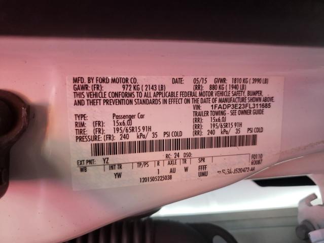 Photo 10 from auction – 2015 FORD FOCUS S with VIN 1FADP3E23FL311685