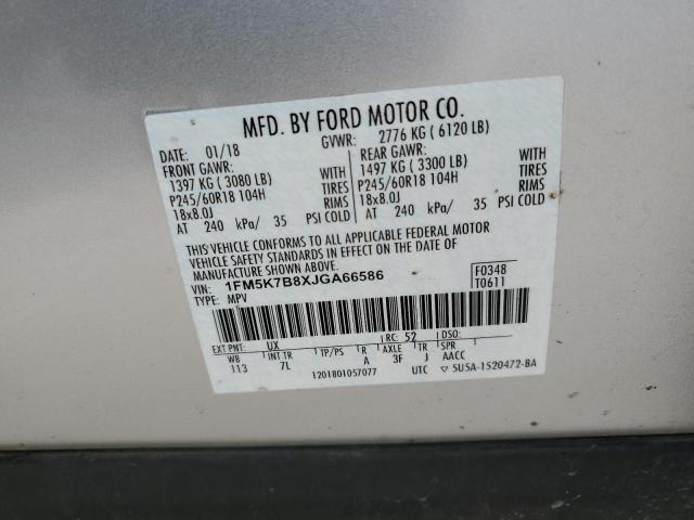 Photo 10 from auction – 2018 FORD EXPLORER with VIN 1FM5K7B8XJGA66586