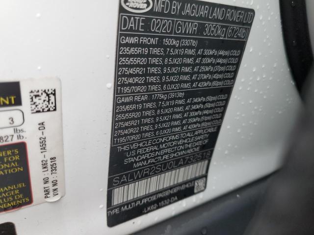 Photo 10 from auction – 2020 LAND ROVER RANGE ROVE with VIN SALWR2SU0LA732518
