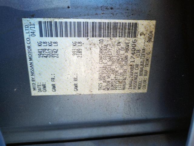 Photo 10 from auction – 2011 NISSAN ALTIMA BAS with VIN 1N4AL2APXBC174006
