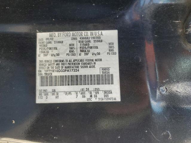 Photo 10 from auction – 2003 FORD RANGER with VIN 1FTYR10D33PA17324
