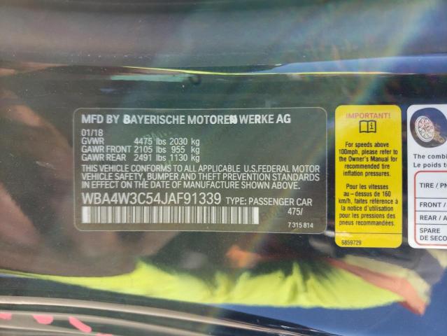 Photo 10 from auction – 2018 BMW 430I with VIN WBA4W3C54JAF91339