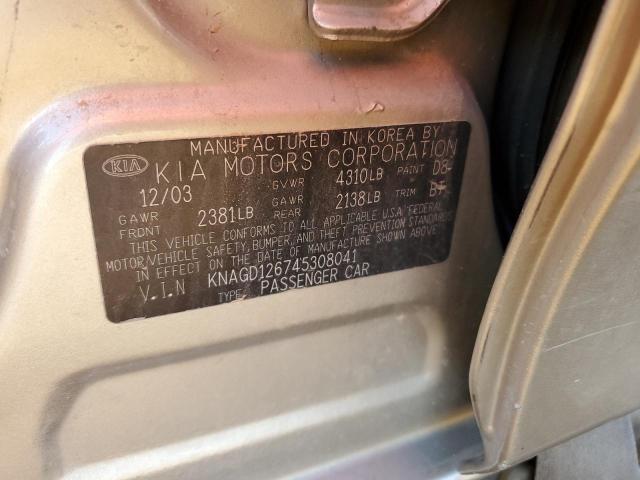 Photo 10 from auction – 2004 KIA OPTIMA LX with VIN KNAGD126745308041
