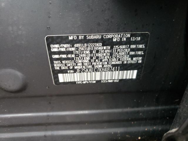 Photo 10 from auction – 2019 SUBARU FORESTER P with VIN JF2SKAEC7KH487411