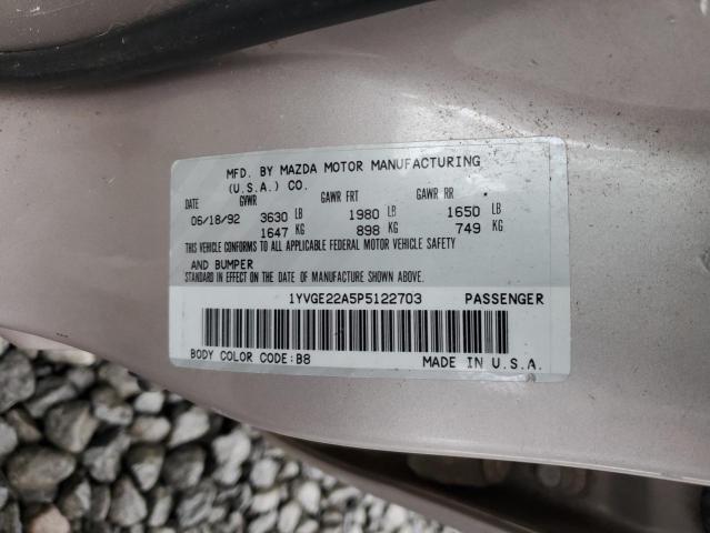 Photo 10 from auction – 1993 MAZDA 626 DX with VIN 1YVGE22A5P5122703