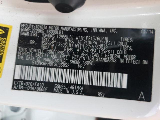 Photo 10 from auction – 2014 TOYOTA HIGHLANDER with VIN 5TDBKRFH8ES036852