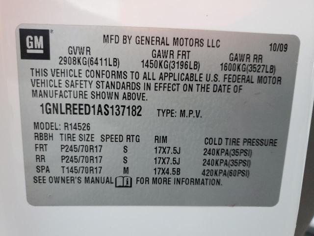 Photo 10 from auction – 2010 CHEVROLET TRAVERSE L with VIN 1GNLREED1AS137182