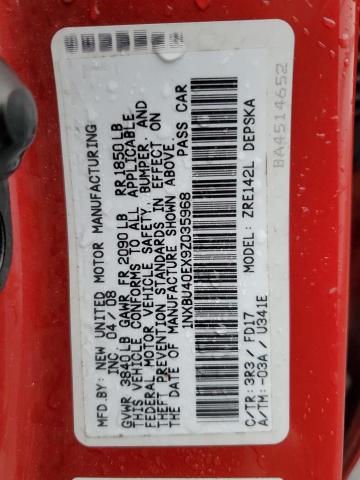 Photo 10 from auction – 2009 TOYOTA COROLLA BA with VIN 1NXBU40EX9Z035968