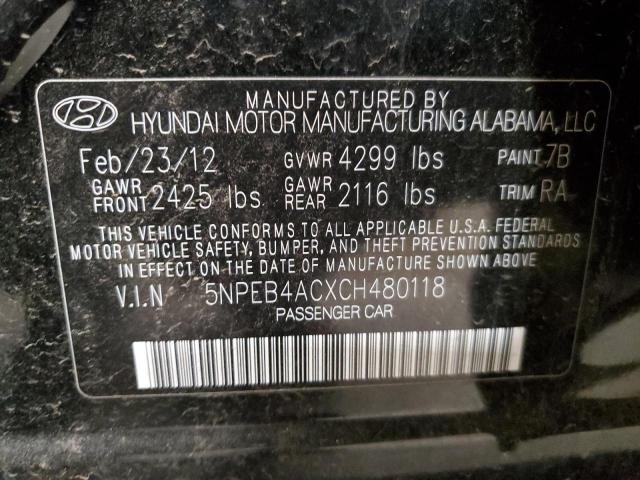 Photo 10 from auction – 2012 HYUNDAI SONATA GLS with VIN 5NPEB4ACXCH480118