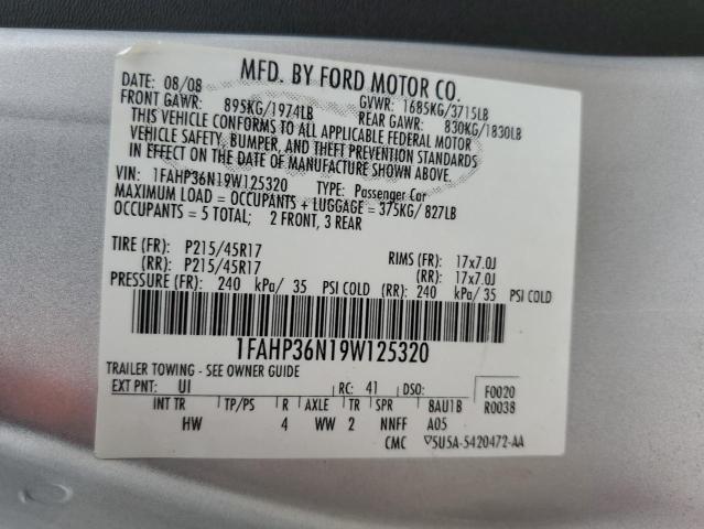 Photo 10 from auction – 2009 FORD FOCUS SES with VIN 1FAHP36N19W125320