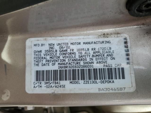 Photo 10 from auction – 2003 TOYOTA COROLLA CE with VIN 1NXBR32E83Z086031