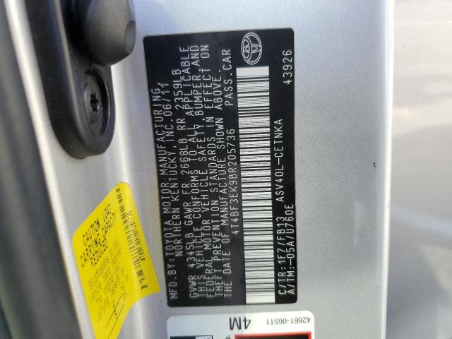 Photo 10 from auction – 2011 TOYOTA CAMRY BASE with VIN 4T4BF3EK9BR205736