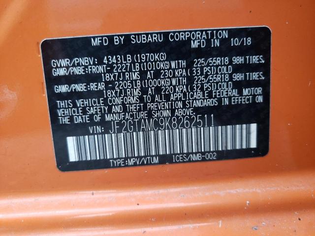 Photo 10 from auction – 2019 SUBARU CROSSTREK with VIN JF2GTAMC9K8262511