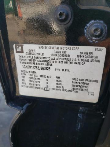 Photo 10 from auction – 2002 CHEVROLET SUBURBAN K with VIN 1GNFK16Z62J265526